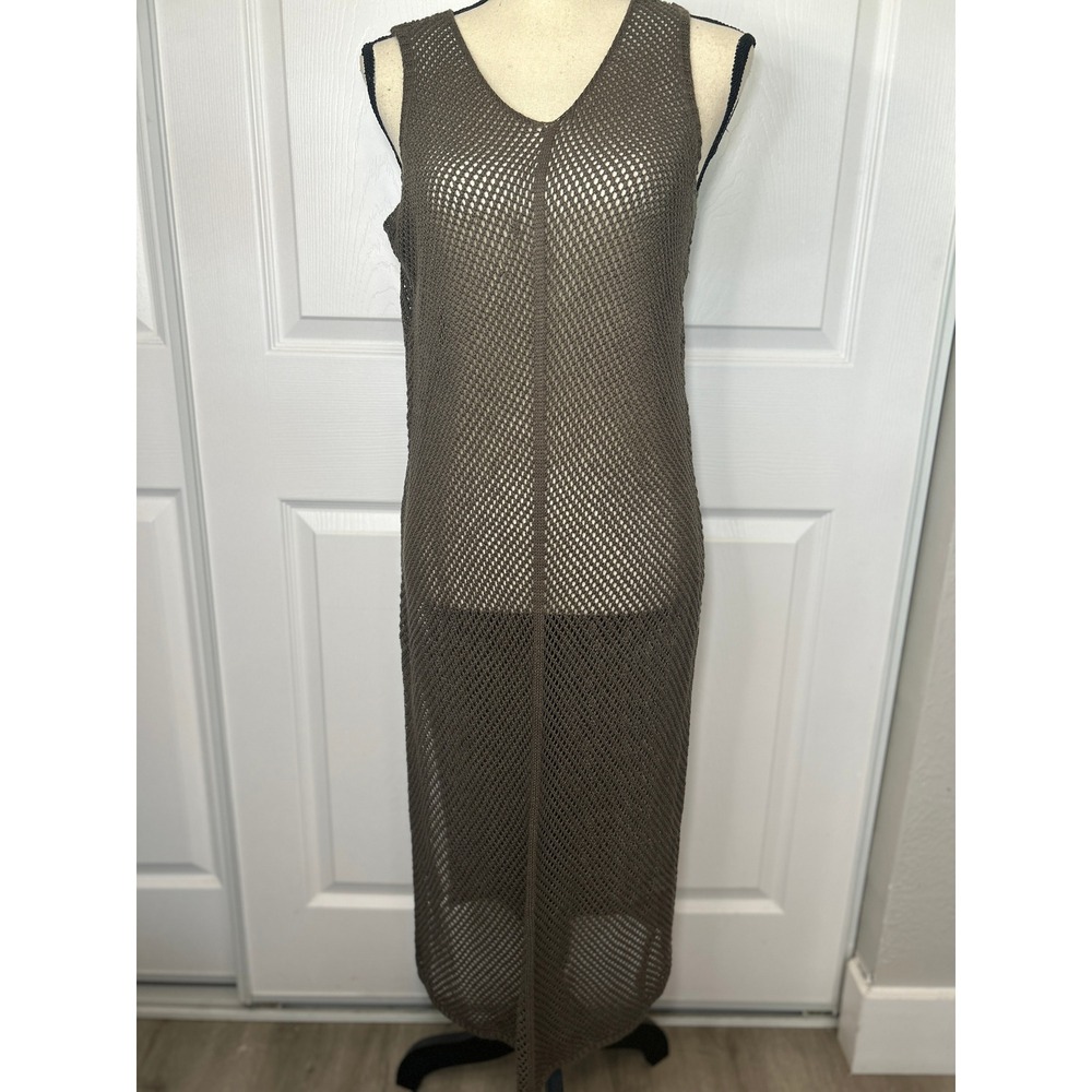 LOOK BY M New York Cover Up Dress One Size‎ Olive Green Sleeveless Mesh